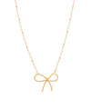 Gold Pearl Chain Bow Necklace