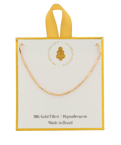 Necklace - 16” GF Bar & Ball Station Chain