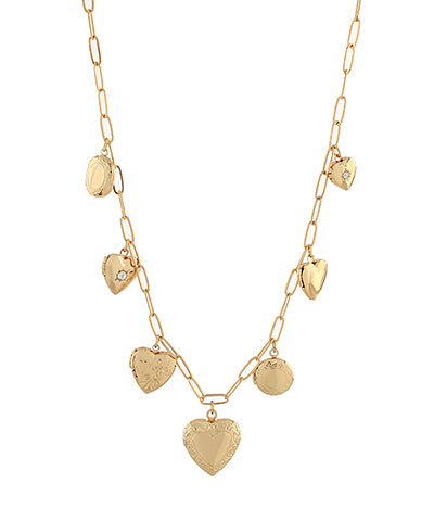 Heart Locket & Multi Charm Necklace