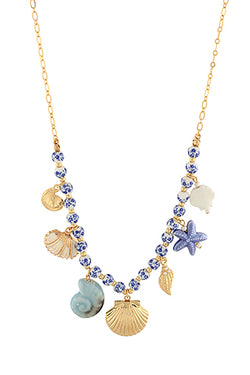 Seashell Multi Charm Ceramic Necklace