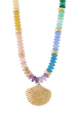 Color Wide Bead Shell Necklace