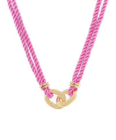 Double O Linked Silk Rope Necklace