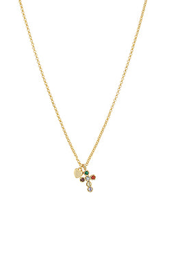 Paved Cross & Heart Charm Necklace