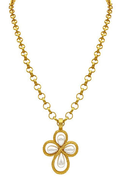 Pearl Twist Cross Necklace
