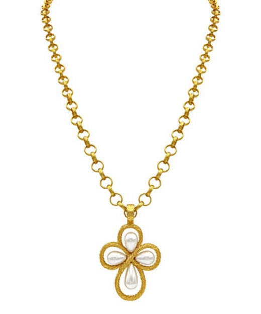 Pearl Twist Cross Necklace
