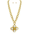 Bold Artisam Pearl Cross Necklace