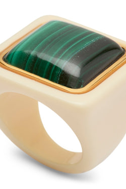 Lucas Jack Ivory Resin & Malachite Ring
