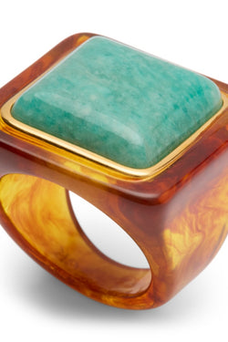 Lucas Jack Tortoise Shell Resin & Amazonite Ring
