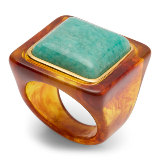 Lucas Jack Tortoise Shell Resin & Amazonite Ring