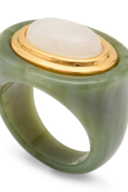 Lucas Jack Jade Resin & Moonstone Ring