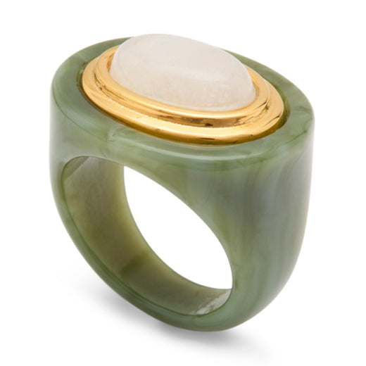 Lucas Jack Jade Resin & Moonstone Ring