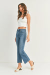 HR Distressed Hem Cropped Flare Jeans