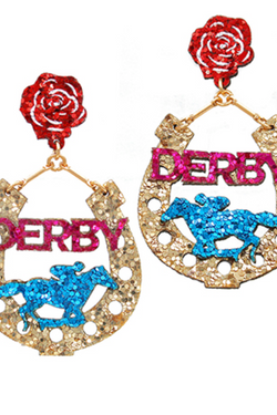 Glitter Derby Horse Shoe Earrings