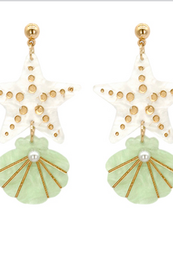 Glitter Starfish and Shell Earrings