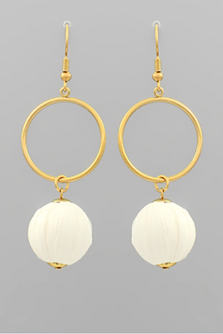 Wrapped Raffia Ball Link Earrings