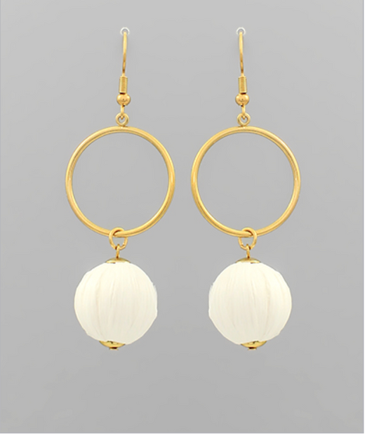 Wrapped Raffia Ball Link Earrings