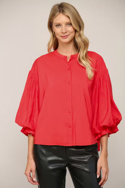 Puff Sleeve Button Down Shirt