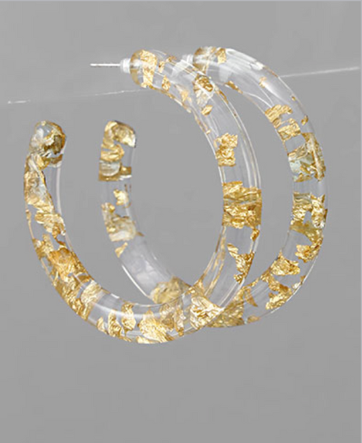 Clear Gold Hoop Earrings