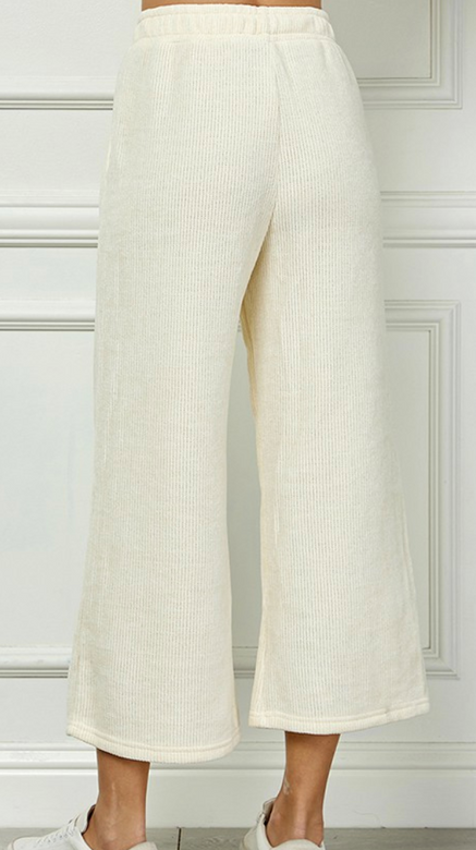 Chenille Cropped Wide Leg Pants