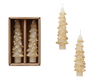 Unscented Tree Shaped Taper Candles w/ Gold Tips - Eggnog