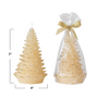 Unscented Tree Shaped Candle w/ Gold Tips, Eggnog Color