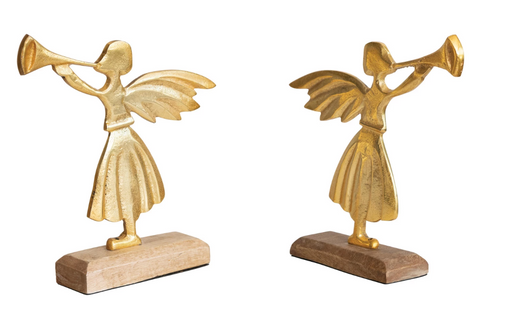 Aluminum Angels on Mango Wood Bases