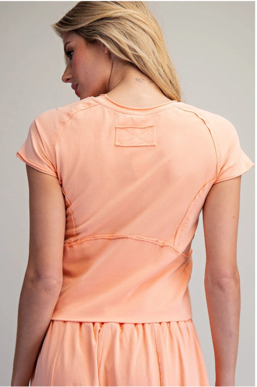 Mineral Washed Solid Cropped T-Shirt
