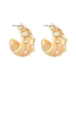 Dotted Pearl Metal Open Hoops