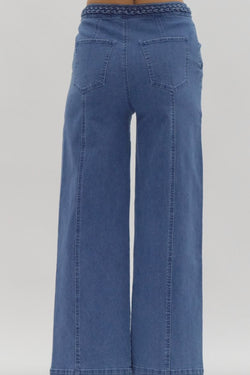 Braided Waist Wide Leg Jeans