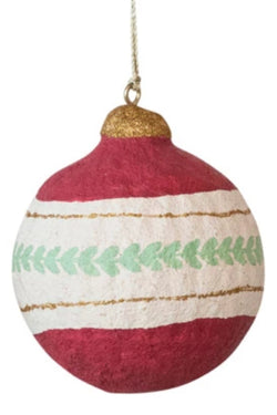 Handmade Paper Mache Ornament w/ Metallic Gold Details