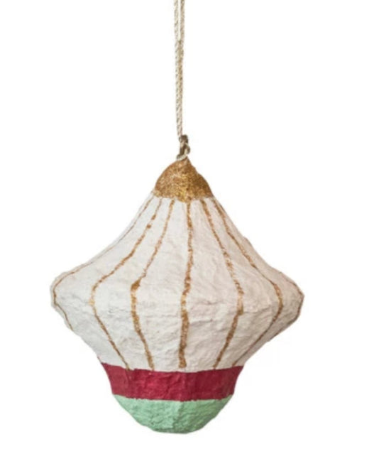 Handmade Paper Mache Ornament w/ Metallic Gold Details