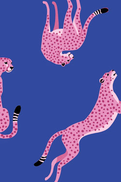 Flirty Leapards Mat in Cobalt Blue - Bespoke Mahjong
