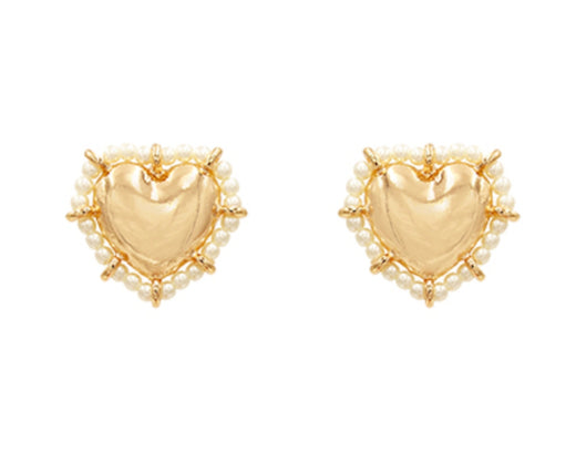 Heart & Pearl Trim Studs