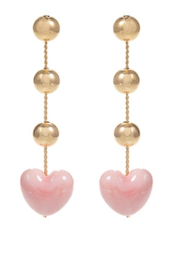 Heart & Ball Drop Earrings