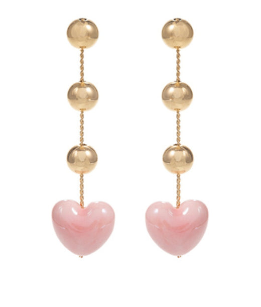 Heart & Ball Drop Earrings