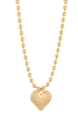 Bold Heart & Gold Ball Necklace