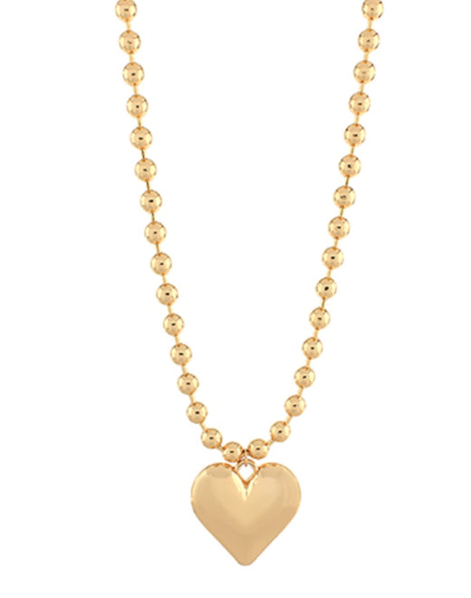 Bold Heart & Gold Ball Necklace