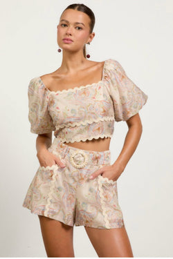 Paisley Square Neck Top