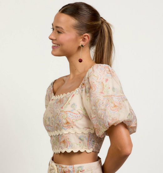 Paisley Square Neck Top