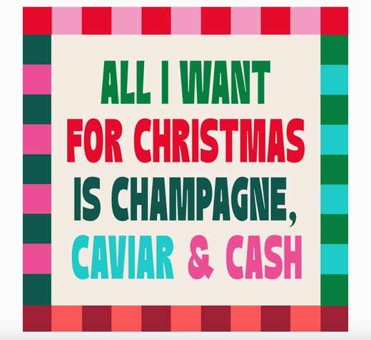 Funny Christmas Cocktail Napkins | Champagne Caviar and Cash
