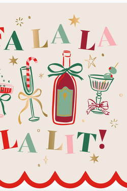 Funny Holiday Cocktail Napkins | Fa La La Lit Scallop Foil