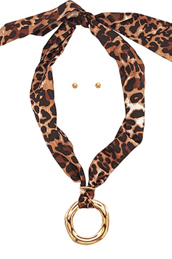 Leopard Pendant Scarf Necklace