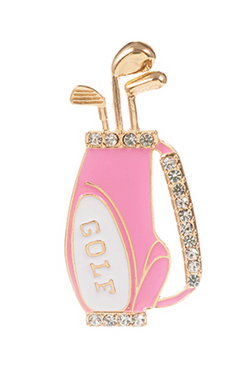 Rhinestone & Pink Golf Bag Pin