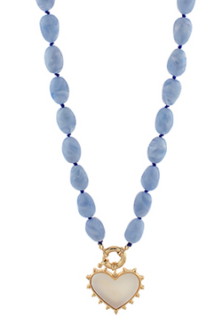 Heart & Oval Stone Beaded Necklace