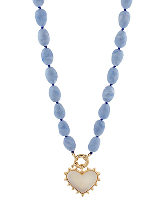 Heart & Oval Stone Beaded Necklace