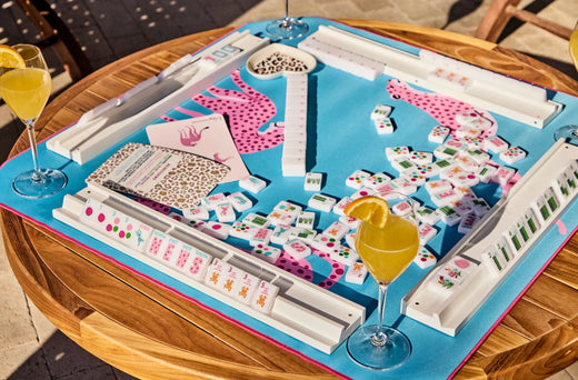 Springtime Safari Mahjong Tiles in Bright White  by Bespoke Mahjonmg