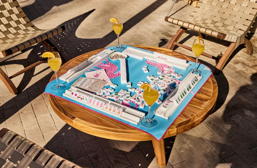 Springtime Safari Mahjong Tiles in Bright White  by Bespoke Mahjonmg