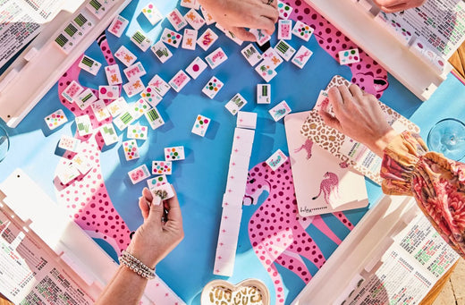 Springtime Safari Mahjong Tiles in Bright White  by Bespoke Mahjonmg