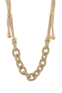 Color Coated Chain & Silk Rope Necklace