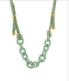 Color Coated Chain & Silk Rope Necklace
